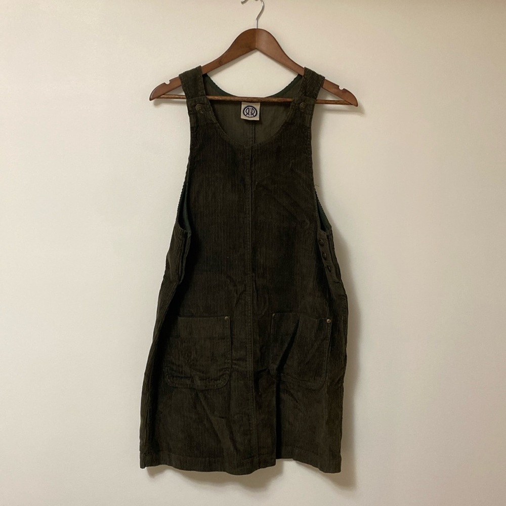 Corduroy army green garden midi dress